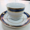 AD. CUP Code : P2702 , AD. CUP SAUCER Code : P1029 ชุดกาแฟเอสเพรซโซ่เล็ก,แก้วกาแฟจานเปลพอร์ซิเลนลายPrecious Blue,จานพอร์ซิเลนลายน้ำเงินขอบทองรับแขกVIP
