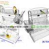 ชั้นคว่ำจานสเตนเลส 3 ชั้น 2 in 1 (Dish Rack 2 tiers with Tray and Utensils Holder Box) รหัสสินค้า 075-JK-504