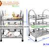 ชั้นสเตนเลสแบบท่อเหลี่ยมเสาโค้ง 3 ชั้น (Square Tubing Shelf with Curve frame 3 tiers) รหัสสินค้า 075-JK-708C
