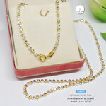 สร้อยคอเงินแท้ 92.5% ชุบ 2 กษัตริย์ ลายบอลตัดลายสลับมูนคัท เล่นแสงดีขนาดเท่าทอง 2 สลึงตัน ตัวเรือนเงินแท้ (สร้อยงานอิตาลี) ความหนา 2.0 มิล