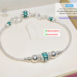 สร้อยข้อมือเงินแท้สุโขทัย งานสุโขทัยแท้ ลายเปีย ลงยาสีเขียว หนัก 2 สลึงตัน Free size 6-7 นิ้ว(เรือนเงินแท้)