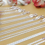 สร้อยคอเงินแท้92.5% ลายกุชชี่-ลายแบน เส้นเล็ก หน้ากว้าง 1.5 มิล (งานอิตาลี)