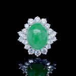 แหวนหยกพม่าธรรมชาติ (หลังเบี้ย) Natural Burmese Jade Ring หยกพม่าสีเขียวเม็ดนี้ เป็นหยก Type A มาจากประเทศพม่า เป็นทรงหลังเบี้ย เนื้อแก้ว สีเขียวกรีนแอปเปิ้ล เกรดท๊อปพรีเมี่ยม มีใบเซอร์รับประกันจากสถาบัน