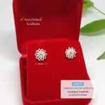 ต่างหูเงินแท้ งานสุโขทัยแท้ ฉลุลายดอกไม้ งานทำมือโดยช่างสุโขทัย หน้ากว้าง 8 mm.(เรือนเงินแท้)