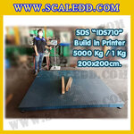 เครื่องชั่งตั้งพื้นพร้อมปริ้นเตอร์ในตัว เครื่องชั่งน้ำหนัก5ตัน เครื่องชั่งน้ำหนักตั้ง พื้น5000กิโลกรัม ตาชั่ง5ตัน พิกัด 5000kg ความละเอียด 1kg ขนาดแท่นชั่ง 200*200cm ยี่ห้อ SDS รุ่น IDS710-Built in Thermal Printer