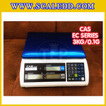 เครื่องชั่งนับจำนวนตั้งโต๊ะ3kg เครื่องชั่งน้ำหนัก3kg เครื่องชั่ง3kg กิโล ตาชั่งนับชิ้นงาน3kg เครื่องชั่งดิจิตอล3kg. ความละเอียด0.1g ยี่ห้อ CAS รุ่น EC (เครื่องชั่งผ่านตรวจรับรอง)