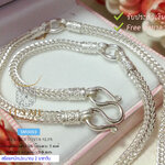 สร้อยคอเงินแท้92.5% สร้อยห้อยพระ 3 องค์ ลายสี่เสา หนัก 2 บาทตัน ยาว 24-30 นิ้ว(งานไทย)