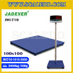 เครื่องชั่งดิจิตอล3000kg เครื่องชั่งดิจิตอล3ตัน พิกัดน้ำหนัก 3000kg ค่าละเอียด 500g ขนาดแท่น 100x100cm. ยี่ห้อ JADEVER รุ่น JWI-710