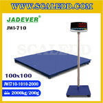 เครื่องชั่งดิจิตอล2000kg เครื่องชั่งดิจิตอล2ตัน พิกัดน้ำหนัก 2000kg ค่าละเอียด 200g ขนาดแท่น 100x100cm. ยี่ห้อ JADEVER รุ่น JWI-710