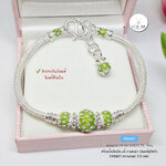 สร้อยเงินแท้สุโขทัย งานสุโขทัยแท้ ลาย 3 เสาลงยา พร้อมตุ้งติ้งถุงเงิน นิ้วรับทรัพย์ ยาว 7-9 นิ้ว(เรือนเงินแท้)