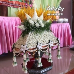 ที่คลุมผ้าไตรดอกไม้สดโทนขาว (ตาข่ายดอกพุดผสมดอกรัก) ส่งงานอ.นางรอง จ.บุรีรัมย์