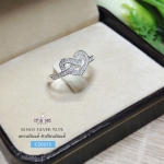 แหวนเงินแท้92.5% รูปหัวใจประดับเพชร cz(เรือนเงินแท้)