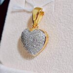 พร้อมส่งและสั่งผลิตจี้เพชรหัวใจ ใส่เที่ยว ออกงาน ทองคำ 9K เพชรกุหลาบแท้ 0.45 กะรัต 55 เม็ด ราคาถูกมาก ส่งฟรี