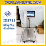 เครื่องชั่งดิจิตอล เครื่องชั่งแบบปริ้นสติ๊กเกอร์ได้ ตาชั่งแบบจอทัชสกรีน พิกัด60kg ยี่ห้อ SDS รุ่น IDS713 เครื่องชั่งแบบปริ้นสติ๊กเกอร์ในตัว ขนาดแท่น 40x50 cm. ความละเอียด 5g