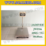 เครื่องชั่งดิจิตอลตั้งพื้น ยี่ห้อ JADEVER รุ่น JWI-586 ขนาดแท่น 30x40cm. พิกัดน้ำหนัก 60kg ค่าละเอียด 5g