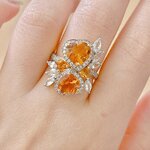 Citrine รูปหัวใจ ต่างไซส์ ล้อมด้วยเพชรน้ำ100 ประดับด้วยไว้ White Sapphire รูปทรงมาคีส์