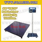 เครื่องชั่งBuild in printer เครื่องชั่งน้ำหนัก5ตัน เครื่องชั่งน้ำหนักตั้งพื้น5000กิโลกรัม ตาชั่ง5ตัน พิกัด 5000kg ความละเอียด 1kg ขนาดแท่นชั่ง 150*150cm ยี่ห้อ SDS รุ่น IDS710