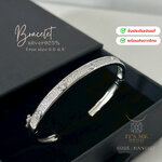 กำไลข้อมือเงินแท้92.5% ประดับเพชร cz Free size 6.5-6.8 นิ้ว (เนื้อเงินแท้)