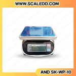 เครื่องชั่งน้ำหนักดิจิตอล10kg เครื่องชั่งกันน้ำ10kg เครื่องชั่งดิจิตอล10kg ตาชั่งกันน้ำ10กิโลกรัม พิกัดน้ำหนัก 10kg ความละเอียด 5g ยี่ห้อ AND รุ่น SK-WP (เครื่องชั่งผ่านตรวจรับรองจากสำนักชั่งตวงวัด)
