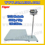 เครื่องชั่งน้ำหนักดิจิตอลBluetooth พิกัด500kg ความละเอียด 50g ยี่ห้อ TIGER รุ่น TI-02 ขนาดแท่นชั่ง 100*100cm.