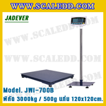 เครื่องชั่งดิจิตอล2000kg รุ่น JWI-700B ขนาดแท่น 120x120cm. เครื่องชั่งน้ำหนักดิจิตอล2000kg เครื่องชั่ง2ตัน ตาชั่ง2ตัน พิกัด 2000kg ความละเอียด 0.2kg ยี่ห้อ JADEVER รุ่น JWI-700B