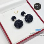 ต่างหูเงินแท้ 92.5% แบบก้านเสียบ ประดับเพชร cz หน้า 8mm.x หลัง 14mm.(ก้านเสียบเงินแท้)