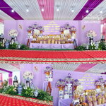 แบคดรอปวางเครื่องตั้งงานบวช โทนสีม่วง