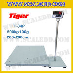 เครื่องชั่งน้ำหนักดิจิตอลพร้อมปริ้นเตอร์ในตัว พิกัด 500kg ค่าละเอียด 100g ยี่ห้อ TIGER รุ่น TI-04P ขนาดแท่น 200x200cm.