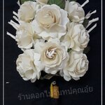 ดอกไม้จันทน์กุหลาบสีครีมถนอม ช่อประธาน 9 ดอก