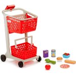 รถเข็นซุปเปอร์มาร์เก็ต Little Tikes Shop 'n Learn Smart Cart, Realistic Red Toy Shopping Grocery Cart with Food Scanner and 8 Pretend Play Food