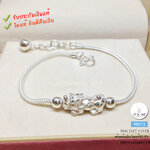 สร้อยข้อมือเงินแท้92.5% สร้อยลายสี่เสาเส้นเล็ก ร้อยปี่เซียะ กระดิ่ง 1 ลูก" ปี่เซียะ เรียกทรัพย์" free size 6.2-6.8"(เรือนเงินแท้)