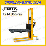 รถยกสูง stacker รถ stacker hand stacker รถยกสูง มือโยก 1000 กก. งายาว 1060 มม. ยกสูง 2500 มม. ยี่ห้อ JUMBO รุ่น SDJA1000-25