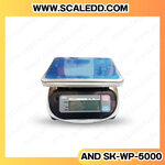 เครื่องชั่งน้ำหนักดิจิตอล5000กรัม เครื่องชั่งกันน้ำ5000g เครื่องชั่งดิจิตอล5000กรัม ตาชั่งกันน้ำ5000กรัม พิกัดน้ำหนัก 5000g ความละเอียด 1g ยี่ห้อ AND รุ่น SK-WP (เครื่องชั่งผ่านตรวจรับรองจากสำนักชั่งตวงวัด)