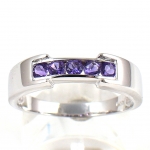 แหวนเงินแท้ราคาถูกชุบทองคำขาว แอมิทิสต์แท้ 0.30 กะรัต งานประณีตสวยงาม สั่งผลิตค่ะ