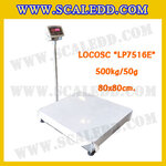 เครื่องชั่งดิจิตอลตั้งพื้น500kg ขนาดแท่น 80x80cm. ตาชั่งดิจิตอล500kg เครื่องชั่ง500kg พิกัด 500kg ค่าละเอียด 50g ยี่ห้อ LOCOSC รุ่น LP7516E