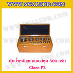 ตุ้มน้ำหนักสแตนเลสชุด 500g (Class F2) ชุดตุ้มน้ำหนักสแตนเลส 500g พร้อมกล่องไม้บุกำมะหยี่ ถุงมือ และผ้าเช็ดตุ้ม