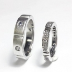 แหวนคู่เงินแท้ราคาถูกชุบทองคำขาว เพชรCZรวม 0.74 กะรัต ทุกไซส์ งานประณีตสวยงาม พร้อมส่งและสั่งผลิตค่ะ