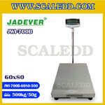 เครื่องชั่งน้ำหนัก500กิโลกรัม เครื่องชั่งตั้งพื้น500kg ตาชั่ง500kg พิกัด 500kg ความละเอียด 50g ขนาดแท่นชั่ง 60x80cm ยี่ห้อ JADEVER รุ่น JWI-700B