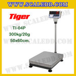 เครื่องชั่งน้ำหนักดิจิตอล พร้อมปริ้นเตอร์ในตัว พิกัด 300kg ค่าละเอียด 20g ยี่ห้อ TIGER รุ่น TI-04P ขนาดแท่น 50x60cm. เครื่องชั่งแบบ Build in Printer