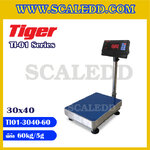 เครื่องชั่งน้ำหนักดิจิตอล พิกัด60kg ความละเอียด 5g ยี่ห้อ TIGER รุ่น TI-01 ขนาดแท่นชั่ง30*40cm (เครื่องชั่งผ่านตรวจรับรองจากสำนักชั่งตวงวัด)