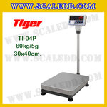 เครื่องชั่งน้ำหนักดิจิตอล พร้อมปริ้นเตอร์ในตัว พิกัด 60kg ค่าละเอียด 5g ยี่ห้อ TIGER รุ่น TI-04P ขนาดแท่น 30x40cm. เครื่องชั่งแบบ Build in Printer