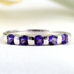 แหวนเงินแท้ราคาถูกชุบทองคำขาว แอมิทิสต์แท้ 0.30 กะรัต งานประณีตสวยงาม สั่งผลิตค่ะ