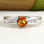 แหวนเงินแท้ราคาถูกชุบทองคำขาว ซิทรินแท้ 0.55 กะรัต เพชรCZ 0.15 กะรัต งานประณีตสวยงาม สั่งผลิตค่ะ