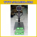 เครื่องชั่งน้ำหนักดิจิตอลพร้อมล้อ150กิโลกรัม เครื่องชั่งตั้งพื้น150กิโล เครื่องชั่งพร้อมล้อ150kg ตาชั่งตั้งพื้น150กิโล ความละเอียด10g ยี่ห้อ JADEVER รุ่นJWI-520 ขนาดแท่น40x50cm พร้อมที่เข็นและล้อ URETHANE