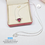 สร้อยเงินแท้92.5% สร้อยพร้อมจี้ จี้หัวใจพลอยสี พลอยสีสังเคราะห์ เล่นแสงได้ดีมากๆ ค่ะ งานน่ารักๆ (เรือนเงินแท้)