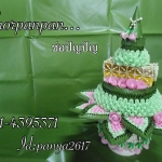 พานธูปเทียนแพร (งานผ้าโพลีออย+ขันไม้ไผ่ขด)