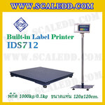 เครื่องชั่งตั้งพื้นพร้อมปริ้นสติ๊กเกอร์ในตัว พิกัด 1 ตัน ค่าละเอียด 100g ขนาดแท่น 120x120cm. ยี่ห้อ SDS รุ่น IDS712-Label