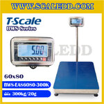 เครื่องชั่งกันน้ำตั้งพื้น300kg เครื่องชั่งน้ำหนัก300kg เครื่องชั่งดิจิตอล300กิโล เครื่องชั่งดิจิตอลกันน้ำ300kg ตาชั่งกันน้ำ300kg ความละเอียด50g ขนาดแท่นชั่ง 60x80cm. เครื่องชั่งยี่ห้อ T-scale รุ่น BWS