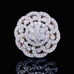 แหวนเพชรดอกไม้ ฝังเพชรกลุ่ม สไตล์วินเทจร่วมสมัย วงใหญ่เพชรเล่นไฟ เล่นแสงระยิบระยับ สวยงามสุดๆ