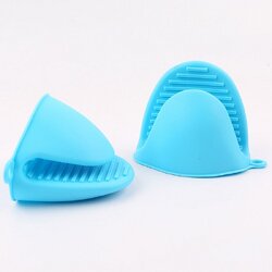 ถุงมือซิลิโคนกันความร้อนจับหูหม้อ ( 2 ชิ้น ) สีฟ้า